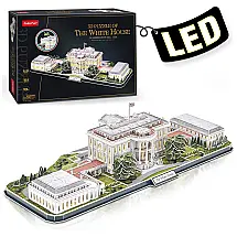 Quebra Cabeças 3D Arquitetura Casa Branca com Led para Crianças e Adultos, 151 Peças, CUBICFUN L529h, Branco