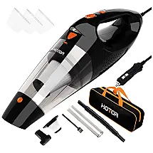 Aspirador de Pó Automotivo Portátil DC 12V Luz LED 106 W, HOTOR WZW 007, Preto