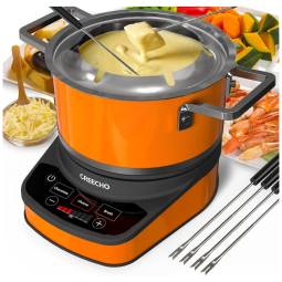 Panela de Fondue Elétrica Digital 3L 1200W, 110v, GREECHO FS01, Laranja
