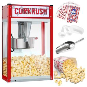Popcorn Máquina de Pipoca Vintage com Panela Antiaderente, 750W, 110v, CORNRUSH 8H, Vermelho
