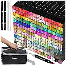 Conjunto de Canetas Artisticas 168 cores com Ponta Dupla e à Base de Álcool para Crianças e Adultos, Tommax