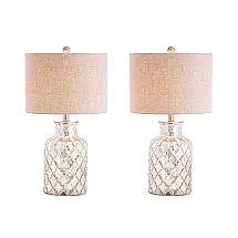 Abajur Luminária de Mesa em Vidro, Estilo Contemporânea com 62 cm de Altura para Quarto, Sala de Estar e Escritório, 2 Un, 110V 100W