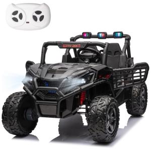 Carro Elétrico Infantil a Bateria Policial com Controle Remoto e Luzes, 12V, LUIBAS, Rosa