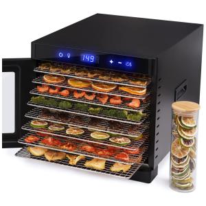 Desidratador de Alimentos com 8 Bandejas e Controle Digital em Aço Inoxidável 700W, 110v, GDOR, Preto
