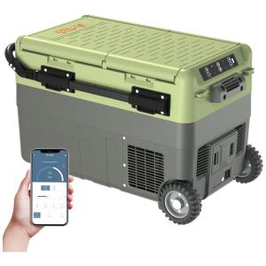 Geladeira Portátil 40L com Controle via APP e Zona Dlupa, Sem Bateria, 12 24 V DC e 110 240 V AC, AKHAL TEKE, Verde