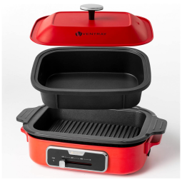 Churrasqueira Elétrica Grill com Controle de Temperatura, 110V 1200W, Ventray, Vermelha