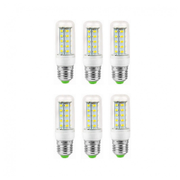 Kit 6 Lâmpadas LED Milho E27 6W 400-450Lm Luz Quente e Fria 3000K/6000K Econômicas DC12-80V Classe A+ para Iluminação Residencial
