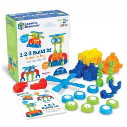 Learning Resources 1-2-3 Build It! Robot Factory – Kit de Construção STEM com 18 Peças Grandes para Crianças a partir de 2 anos