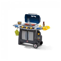 Churrasqueira de Brinquedo Interativa Infantil, Externa e Interna, Inclui 15 Acessórios, 3 Anos ou Mais, Step2, Azul e Cinza