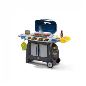 Churrasqueira de Brinquedo Interativa Infantil, Externa e Interna, Inclui 15 Acessórios, 3 Anos ou Mais, Step2, Azul e Cinza