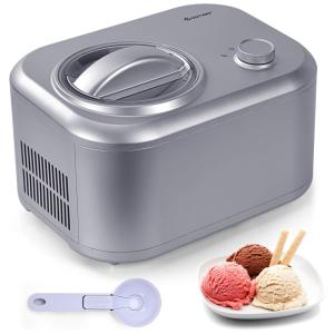 COSTWAY Sorveteira Elétrica Automática 1L, Portátil, 100W, 110V, Cinza