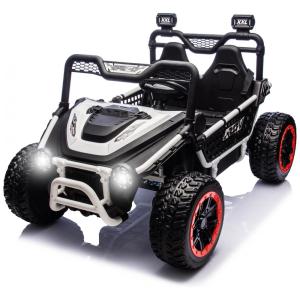UTV Infantil Elétrico Sopbost Branco 24V 2 Lugares XXL 4 Motores 75W 4WD Pneus EVA Controle Remoto Bluetooth Estrutura Metálica
