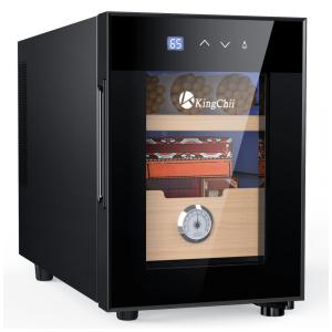 Umidor Elétrico para Charutos 16L com Prateleiras e Higrômetro, 110 Volts, KingChii, Preto