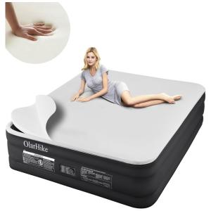 Colchão Inflável Solteiro com Bomba Elétrica e Travesseiro Inclusos, OLARHIKE Ar Duplo, Violeta