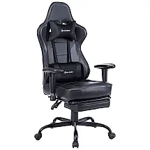 Cadeira Gamer VON RACER Ergonômica Ajustável com Apoio para Pés, Conforto e Suporte Preto