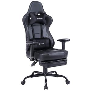 VON RACER Cadeira Gamer Ergonômica Ajustável com Apoio para os Pés, Preta