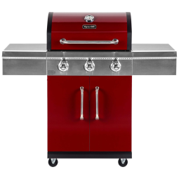 Churrasqueira a Gás 36.000 BTU com 3 Queimadores e Mesas Laterais em Aço Inoxidável, DYNA GLO DGG424RNP D, Vermelho