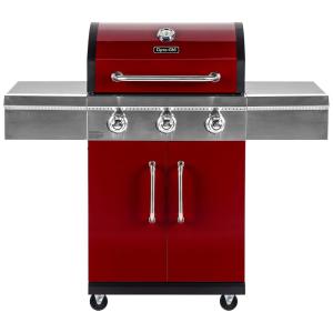 Churrasqueira a Gás 36.000 BTU com 3 Queimadores e Mesas Laterais em Aço Inoxidável, DYNA GLO DGG424RNP D, Vermelho