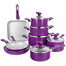 Conjunto de Panelas e Frigideiras Antiaderentes em Granito, 13 Peças, Roxa, GRANITESTONE 8300, Violeta