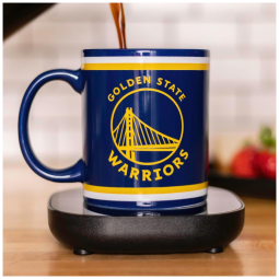 Aquecedor de Caneca, Tema Golden State Warriors da NBA com Desligamento Automático, Inclui Caneca, 16W, Uncanny Brands, Azul
