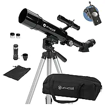 Telescópio Astronômico 18x45 com Adaptador Digiscoping para Smartphone, Zhumell Z50, Preto