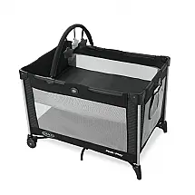 Berço Cercado Portátil com Barra de Brinquedos e Rodas, Graco, Preto