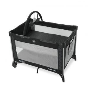 Berço Cercado Portátil com Barra de Brinquedos e Rodas, Graco, Preto