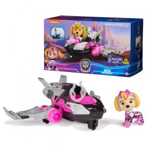 Jato de Resgate com Boneco Skye Mighty Pups Luzes e Sons para Crianças Acima de 3 Anos, Patrulha Canina, Rosa