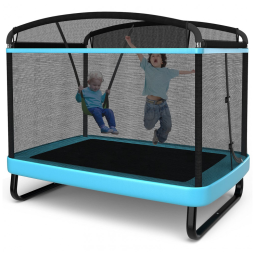 Giantex GT10004BL TW Cama Elastica Infantil com Diâmetro , Rede de Proteção e Balanço para até 100 kg, Azul