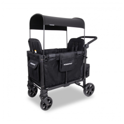 Carrinho de Passeio Wagon WONDERFOLD Preto Laterais Altas 2 Assentos Reclináveis Dobrável com Capota UV