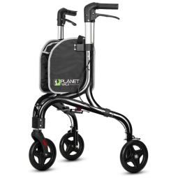 Planetwalk Andador Adulto Idoso com Apoio de Braço, Assento Acolchoado e Cesto, Suporta até 117 kg, Preto