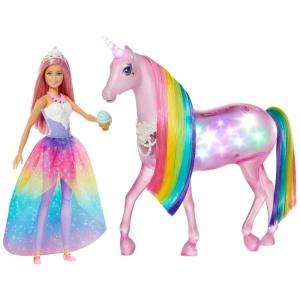 Boneca Dreamtopia com Unicórnio Mágico para Crianças de 3 a 7 Anos, BARBIE FXT26, Rosa