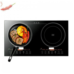 Cooktop Elétrico de Indução Portátil com Queimador Duplo, 9 Níveis de Temperatura, 110V 2200W, VPABES, Preto