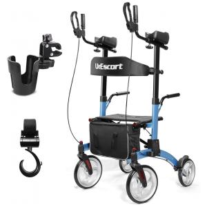 Andador Adulto Idoso UrEscort com Freios, Apoio de Braço e Cesto, Suporta até 136 Quilos, Azul