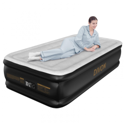 Colchão de Ar DIVON Twin 46cm com Bomba Integrada, Padrão Ondulado, Inflação em 2 Min, Tamanho Solteiro para Casa e Camping