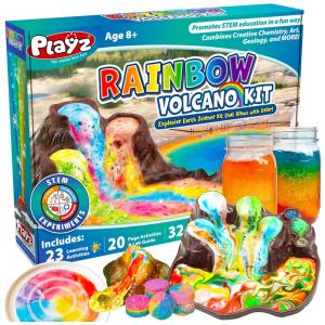 Kit de Química Vulcão Arco Íris com 23 Experimentos Científicos para Crianças Playz