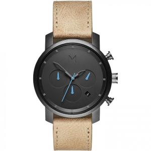 MVMT MC01 WBTL Relógio Masculino Analógico de Couro com Cronógrafo, Preto