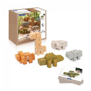 Conjunto de blocos animais encaixáveis Guidecraft Snap Block Animals com 33 peças em madeira faia