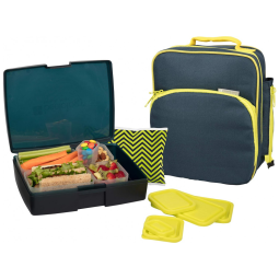 Lancheira Infantil com Recipientes e Forma de Gelo, Para 3 Anos ou Mais, BENTOLOGY KLB2 NIGHT, Verde