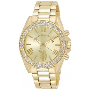 Relógio An feminino de qartzo analógico pleira de aço inoxidável, U.S. POLO ASSN. USC40036, Dorado
