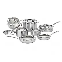 Conjunto de Panelas e Frigideiras com Camada Tripla Antiaderentes 12 Peças, Aço Inoxidável, CUISINART MCP 12N, Prateado