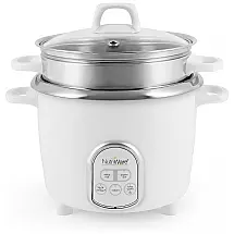 Panela de Arroz Digital Aroma NutriWare Branca Aço Inox 14 Xícaras Tampa Vidro Cozimento a Vapor Touch Mantém Aquecido 500W 110V