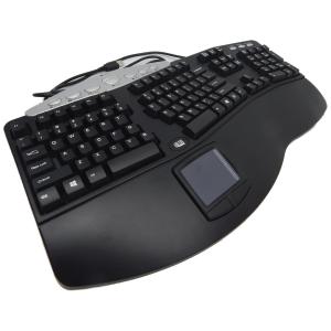 Teclado Ergonômico Sem Fio Recarregável Reduz a Tensão das Mãos com TouchPad Embutido, ADESSO PCK 308UB, Preto