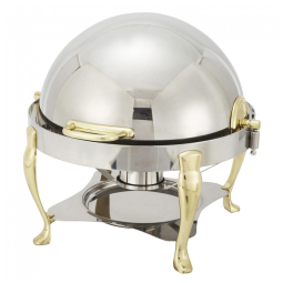 Rechaud Redondo 6 L em Aço Inoxidável com Detalhes Dourados, Winco