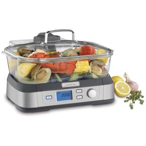 Panela Elétrica Vaporizador Digital de Vidro 5L, 1800W, 110V, CUISINART STM 1000, Prateado