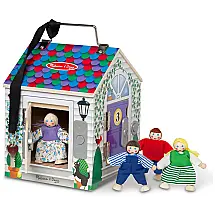 Casa de Bonecas Portátil com Campainha, Fechadura e Bonecos Articulados para Crianças Acima de 3 Anos, Melissa & Doug