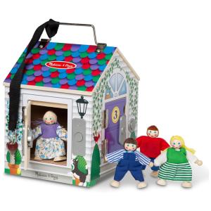 Casa de Bonecas Portátil com Campainha, Fechadura e Bonecos Articulados para Crianças Acima de 3 Anos, Melissa & Doug