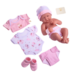 Bebê Recém-Nascido Newborn, Boneca para Bebê 8 peças JC Toys La Newborn Nursery 35 cm Boneca Realista com Acessórios Rosa
