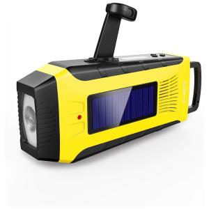Rádio AM, FM, NOAA Recarregável Manivela e Solar Lanterna LED e Alarme, ESKY ESCR03