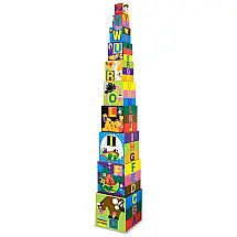 Blocos de Empilhar Educativos com Alfabeto Infantil, 10 Peças para Crianças Acima de 2 Anos, Melissa & Doug